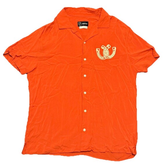 Original Use Shirt Mens L Short Sleeve Button  HORSESHOES WESTERN cowboy luck - Picture 1 of 9